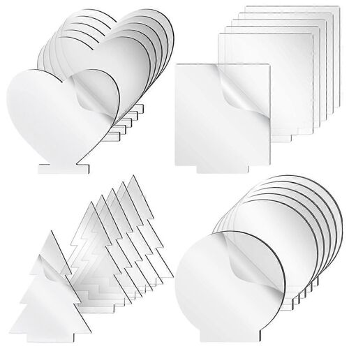 Lot De 24 Feuilles Acryliques Transparentes Pour Base Lumineuse Led, Panneau Transparent De 0,08 Pouce D'épaisseur Avec Protection