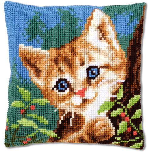 Teppc-Kit De Coussin Au Point De Croix, Chat Sur Un Arbre