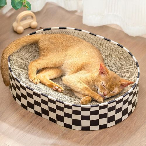 Teppc-Griffoir Pour Chat,Bol En Griffoir Carton Chat Ovale 2 En 1,Tapis Grattoir Chat Carton Ondulé Salon Lit Pour Chat,Meuble Chats Pour Canapés(43x33x10cm)