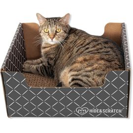 Teppc-Hide & Scratch Griffoir En Carton Robuste Et Lit Pour Chat Avec Griffoir Rechargeable Double Face En Carton Pour Chats D'intérieur