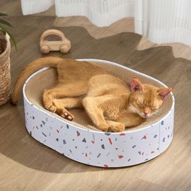 Teppc-Griffoir Pour Chat,Bol En Griffoir Carton Chat Ovale 2 En 1,Tapis Grattoir Chat Carton Ondulé Salon Lit Pour Chat,Meuble Chats Pour Canapés(43x33x10cm)