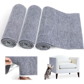 Teppc-3 Pièce Griffoir Chat Canapé, 100×30cm Epaississement Peut Etre Coupé Protege Canape Griffe Chat, Tapis Griffoir Chats Pour Protection De Meubles Ou De Murs (Gris Clair)