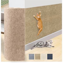Teppc-Tapis À Griffer Pour Chat De 250 X 40 Cm, Tapis Autocollant Découpable, Griffoir À Chat Pour Canapé, Meubles Ou Protection Murale, Couverture De Tour Pour Chat, Et Coussinets De Rechange, Kaki