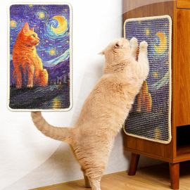 Teppc-Tapis Griffoir Chat Pour Sol, Mur, Tapis, Canapé Et Meubles, 56 X 33 Cm Avec Bande , Protection De Meubles Anti-Rayures (Gingembre, Chat Regardant Les Étoiles)