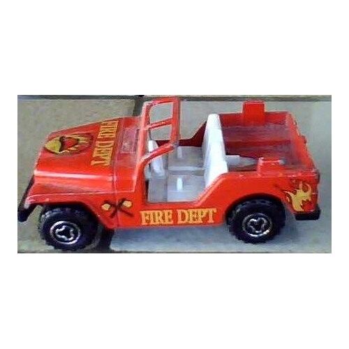 Jeep Fire Dept  Majorette 1/46ème ¿ 8,5x04cm Environ - Métal  & Plastique , Années 70/80 