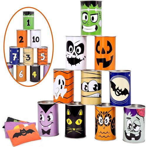 Teppc-Halloween Carnival Can Bean Bag Toss Games For Kids & Adults Trick Or Treat Decoration, Home Decor Party Favors Supplies, Homeschooling Backyard Game