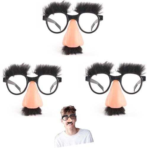 Teppc-3 Pièces Gros Nez Lunettes Drôles Lunettes, Halloween Gros Nez Déguisement Lunettes Pour Halloween Noël Fête Costumée (Noir)