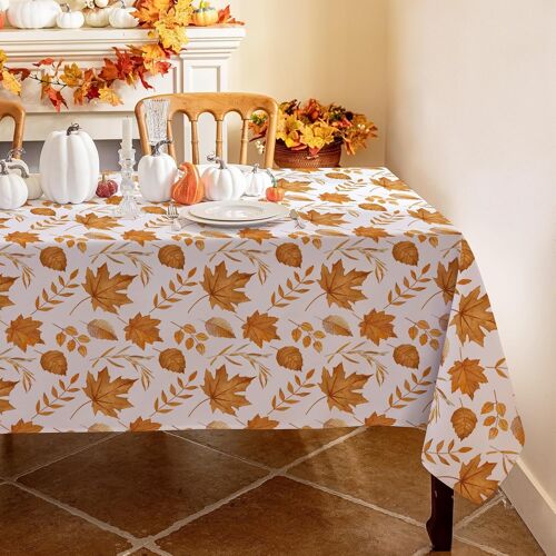Nappe Automne Carrée 80x80 Cm Anti Tache Nappe Feuille D'érable Orange Nappe Imperméable D'extérieur Moderne Nappe Blanche Tissu Décora De Table Pour Jardin, Fête, Mariage, Table Basse