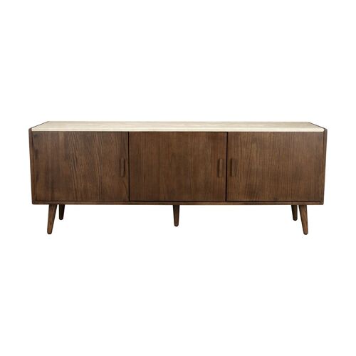Buffet En Travertin Et Chêne Finition Noyer 160x40x60cm Arda - Dutchbone