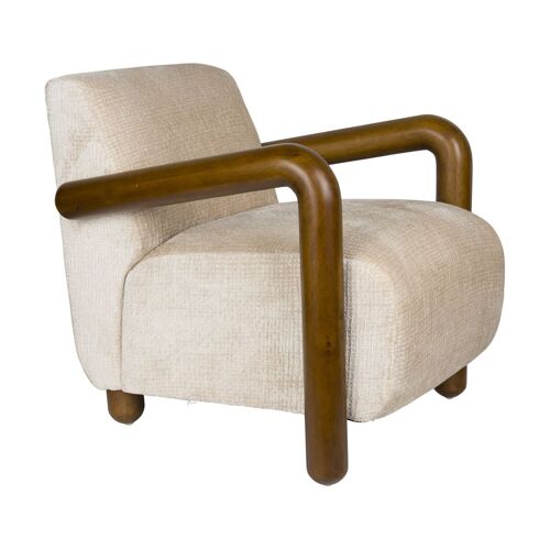 Fauteuil En Tissu Beige Et Bois Robinson - Dutchbone