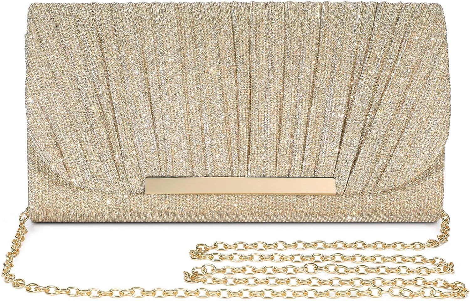 Pochette Clutch Dorée Avec Pompon Idéale Pour Une Soirée Ou Une