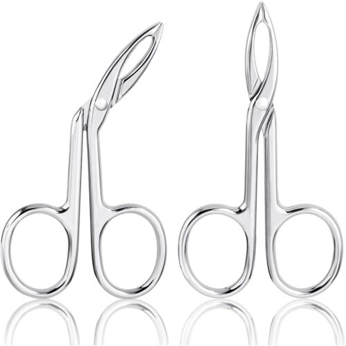 Lot De 2 Pinces À Épiler À Bout Droit En Forme De Ciseaux Pour Enlever Les Poils Du Visage Et Des Sourcils, Pince À Épiler Pour Homme Et Femme (Argenté) 