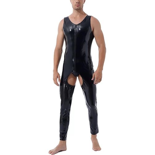 Kalanka-Combinaison Sexy En Cuir Verni En Pvc Pour Homme Avec Longue Fermeture Éclair - Coupe Ajustée