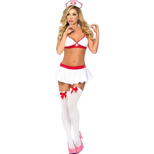 Kalanka-Ensemble D'infirmière Sexy Pour Femme Coquine Uniforme Nightwear Robe Avec Collants Pour Halloween, Clubwear Valentines Roleplay