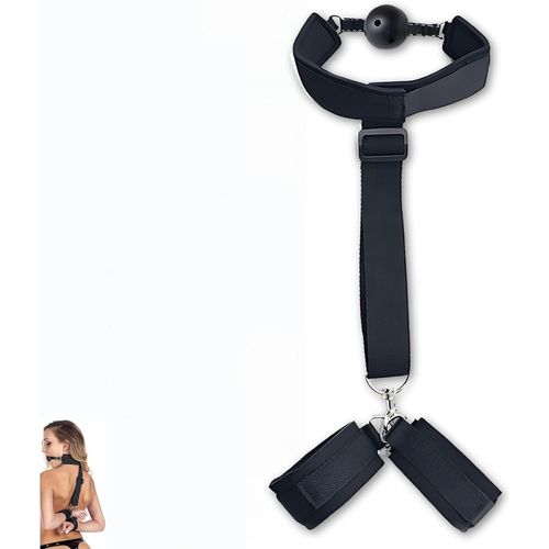 Kalanka-Bondage Menottes Avec Baillon Ajustable - Jouet Bdsm Pour Jeux Sexuels Adulte Couple, Boule Bouche Sexuelle Set Attaches Ball Gag