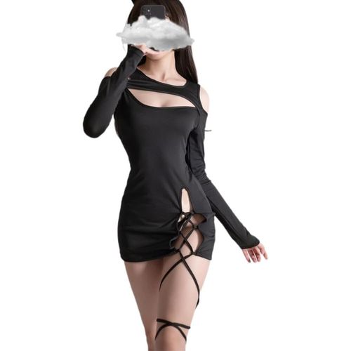 Kalanka-Femmes Sexy Cosplay Creux Out Robe Avec Sous-Vêtements En Soie Glace