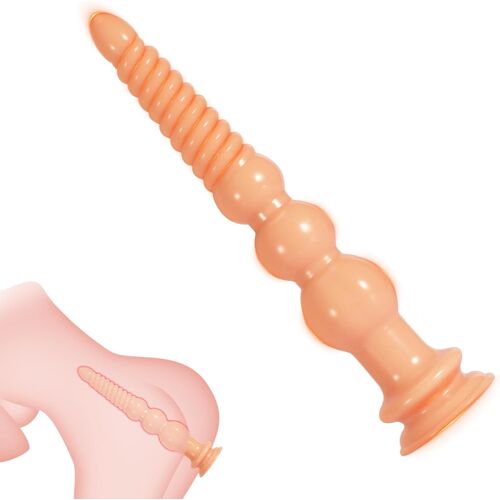 Kalanka-Plug Anal Long Avec Ventouse, Perles Anales Plug Anal Géant Masturbateur Sextoys Adultes Jeux Anaux Pour Femmes Et Hommes (Couleur Chair)