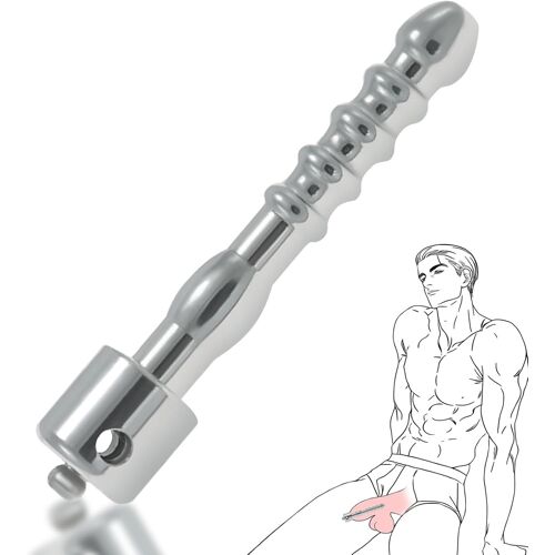 Kalanka-Bdsm Cathéter Acier Inoxydable Tubes À Uriner Dilatateur Plat Cage De Chasteté Accessoires Cage De Chasteté Tubes À Uriner Plug Sonore Hommes Sextoys (M)