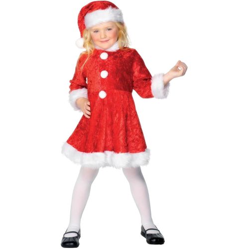 Kalanka-Smiffys Costume De Mini Mère Noël, Rouge, Avec Robe Et Bonnet Déguisement - Enfant - Petite Mère Noël Apparel