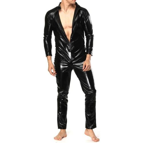 Kalanka-Combinaison En Latex Pour Homme Avec Manches Longues En Cuir Synthétique