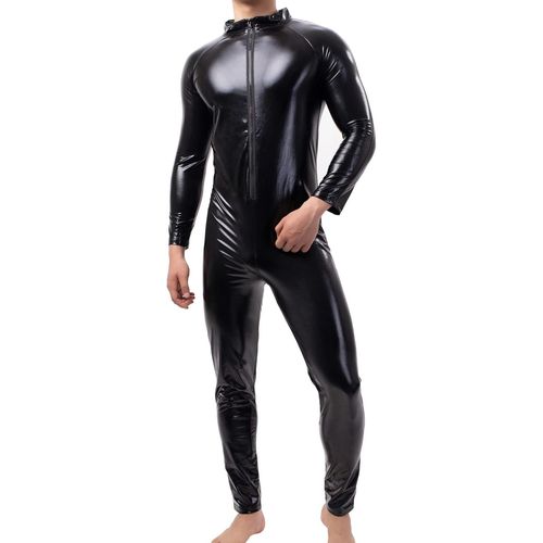 Kalanka-Combinaison En Latex Pour Homme Avec Manches Longues En Cuir Synthétique