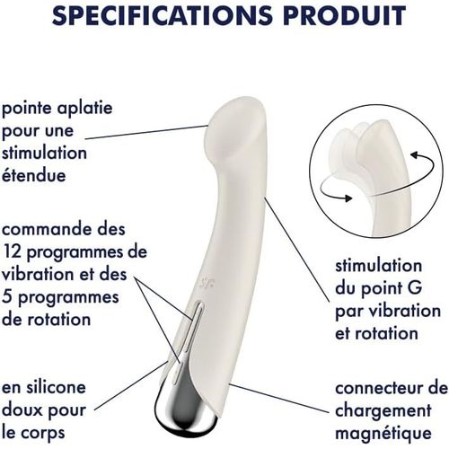 Kalanka-Spinning G-Spot 1 | 16,5 Cm | Vibromasseur Point G | 12 Programmes De Vibrations Et 5 Programmes De Rotation | Les Programmes Peuvent Être Commandés Séparément, Couleur:Creme