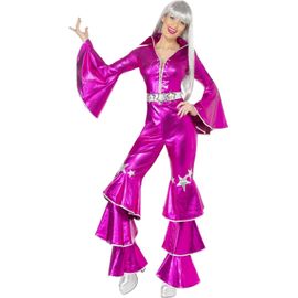 Kalanka-Smiffys Costume De Rêve Dansant Des Années 70, Rose Avec Combinaison À Lacets, Déguisement Disco Des Années 70, Costume Pour Adulte