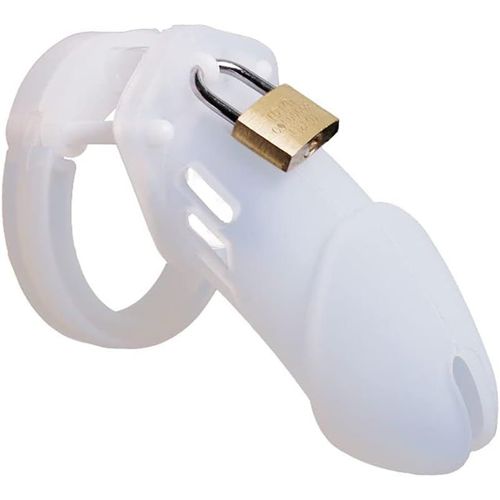 Kalanka-Cage De Pénis Cage De Chasteté De Silicone Douce Hommes Avec 5 Pénis Bague Bondage Fetish Ceinture Chasetity Respirante Jouets Sexuels Érotiques (Large,Transparent)