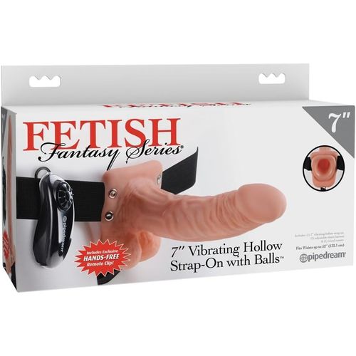 Kalanka-Fetish Fantasy Gode Ceinture Creux Vibrant Avec Testicules, Chair, 19 Cm, 1 Unité