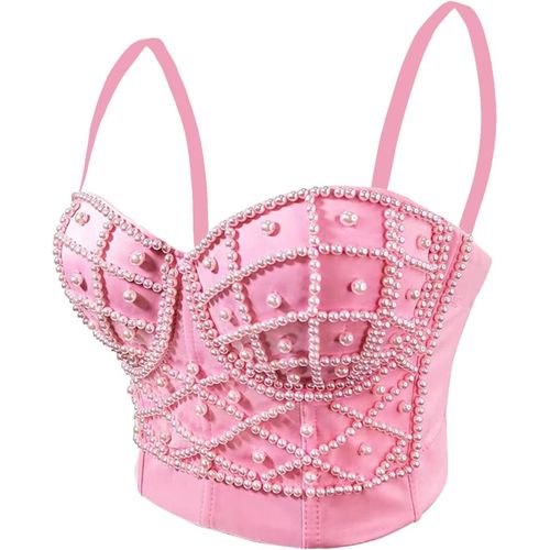 Kalanka-Femmes Strass Push Up Bustier Crop Top Gothique Punk Corset Clubwear Party Bra