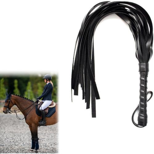 Kalanka-Fouet De Cheval Avec Frangé Martinet Cuir Fouet Cuir Cravache D'équitation Fouet D'entraînement Equestre Fouet Équestre Pour Performance De Scène L'entraînement À L'équitation Cosplay 45cm