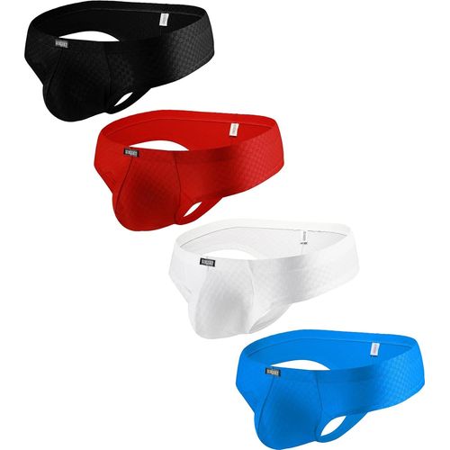 Kalanka-Caleçon Coquine Pour Hommes Sexy Hommes Sous-Vêtements Dos Brésilien Taille Basse Pouch Tanga Sous-Vêtement, Lot De 4, Xl