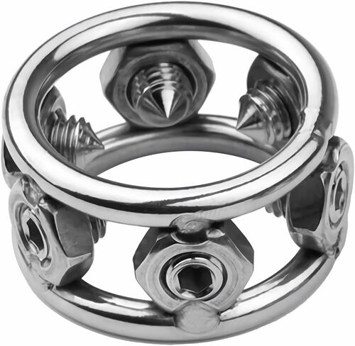 Kalanka-Anneau À Pénis Avec Rivets Métalliques Anneau À Pénis Pour Les Hommes Avec Clé À Molette Anneau En Acier Inoxydable Pour Le Gland Formation Du Pénis Bondage Jouets Sexuels Pour Homme (S)