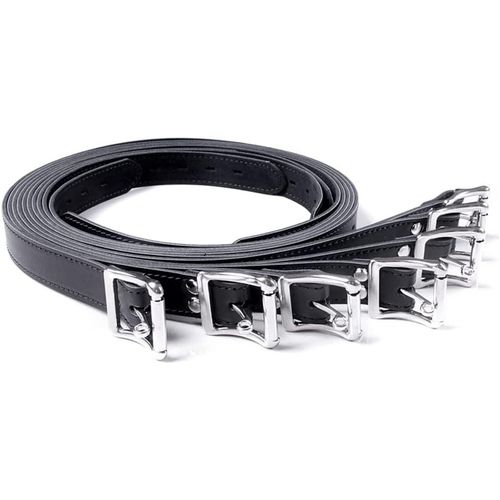 Kalanka-Ensembles De Bondage Sexuel Sm 7 Pièces Cordes En Cuir Réglables Menottes Menottes À La Cheville Avec Système De Retenue En Trou De Serrure (Noir X 7)