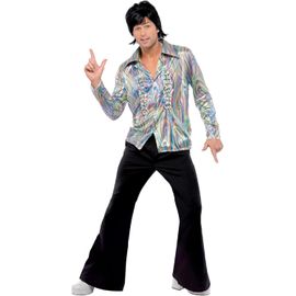Kalanka-Déguisement Homme Disco Années 70, Chemise À Motif Psychédélique Et Pantalon À Pattes D'éléphant, 70 Disco, Serious Fun, 33841