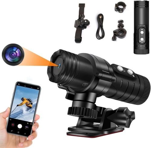 Mevronisshop-Caméra D'action 1080p Wifi Casque Caméra Ultra Hd 120° Grand Angle Étanche Caméra Webcam Eis Stabilisation Caméra D'action Avec Kit D'accessoires Pour Escalade Équitation Ski