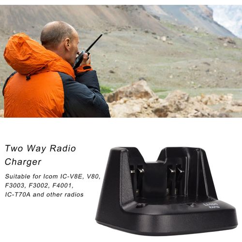 Bc¿193 Chargeur Rapide Radio Bidirectionnel,Base De Charge Rapide De Bureau Pour Talkie Walkie,Chargeur De Batterie Pour Talkie Walkie Pour Icom Ic¿V8E V80 F3003(Le Noir)