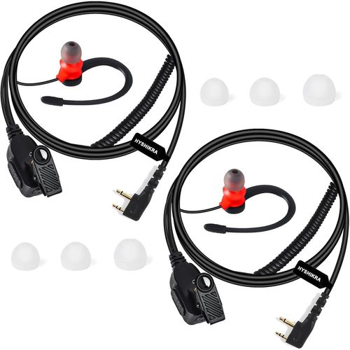 Microphone Casque pneumatique Transparent Compatible avec Midland G7 Pro G8 G9 Pro M24 M24 Plus M48 M99 G6 XT G7 XTR | Surveillance de sécurité Softair (Rouge en Forme de G, 2)