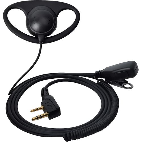 Oreillette Talkie Walkie 2 Broches en Forme de D Écouteur Casque Micro PTT pour UV-5R UV-5RA 777 888S UV-82 Kenwood TK-3701 TH-22 TH-25 WOUXUN PUXING Radio (Lot de 2)
