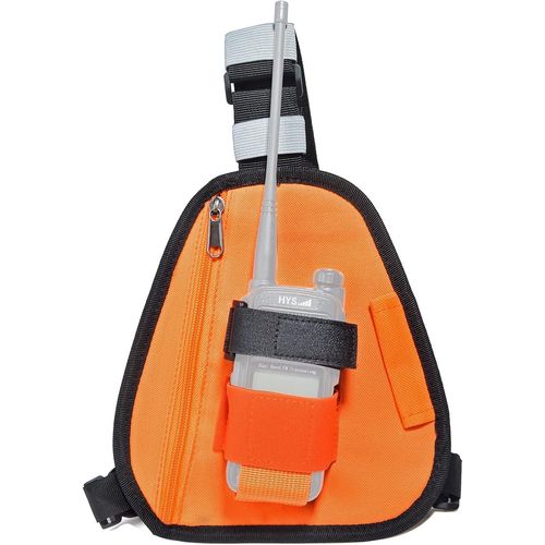 Walkie Talkie Chest Harness with Strap Compatible with Motorola Kenwood Midland Presiden Randy Two-Way Radio,Orange,BLACK ORANGE