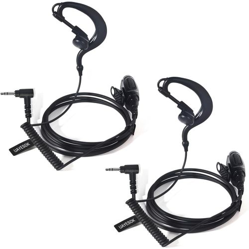 Funkgeräte Lot de 2 casques de sécurité en forme de G 1 pôle jack 2,5 mm Compatible avec Motorola Talkabout TLKR T92 H20 T60 T80 T82 XT180 Talkie walkie avec microphone PTT