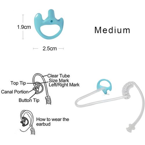 Earmold Lot de 6 paires d'embouts d'oreille en silicone souple pour Motorola Kenwood radio bidirectionnelle Air Acoustique Tube de bobine Walkie Talkie Covert Casque (6 paires Mediem) Bleu