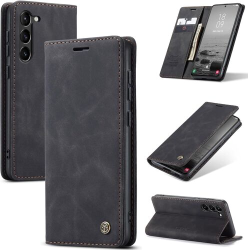 ELVORIX-Coque pour Samsung Galaxy S23 5G Premium Housse Cuir Protection Pochette Rabat Portefeuille Flip Case Porte Magnétique Coque Étui pour Samsung Galaxy S23, Noir