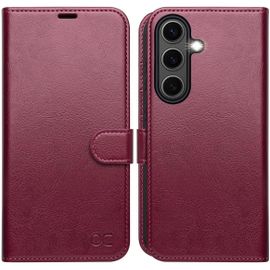 TZF-Coque pour Samsung Galaxy S25 Plus 5G, Antichoc TPU Housse Cuir PU Portefeuille, Béquille, RFID Blocage, Fentes pour Cartes, Boucle Magnétique Etui pour Samsung Galaxy S25 Plus - Bourgogne