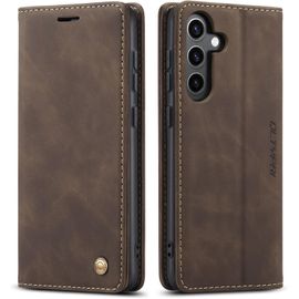 Sjzg-Etui Coque Pour Samsung Galaxy S25, Portefeuille Fentes Cartes Housse Antichoc Cuir Pu Vintage Portefeuille Etui Compatible Avec Samsung Galaxy S25 - Café