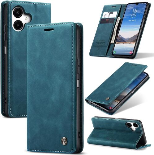 SJZG-Coque Pour Samsung Galaxy A06 4G/5G Premium Housse Cuir Protection Pochette Rabat Portefeuille Flip Case Porte Magnétique Coque Étui Pour Samsung Galaxy A06, Bleu Vert