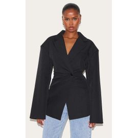 Blazer De Tailleur Noir À Taille Cintrée, Noir
