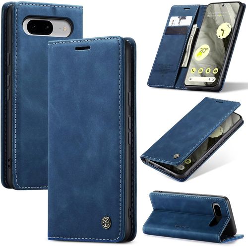 Tianyi-Coque Pour Google Pixel 8 5g Premium Housse Cuir Protection Pochette Rabat Portefeuille Flip Case Porte Magnétique Coque Étui Pour Google Pixel 8, Bleu