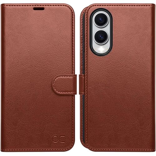 SJZG-Coque Pour Samsung Galaxy S25 Edge 5G, Antichoc Tpu Housse Cuir Pu Portefeuille, Béquille, Rfid Blocage, Fentes Pour Cartes, Boucle Magnétique Etui Pour Samsung Galaxy S25 Edge - Brun Foncé