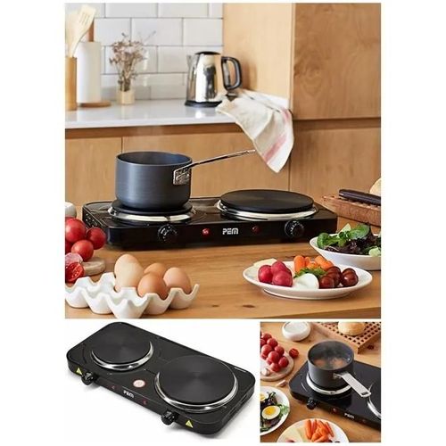 Double Plaque Chauffante Électrique 2 Foyers 2500 W Protection contre la surchauffe Noire